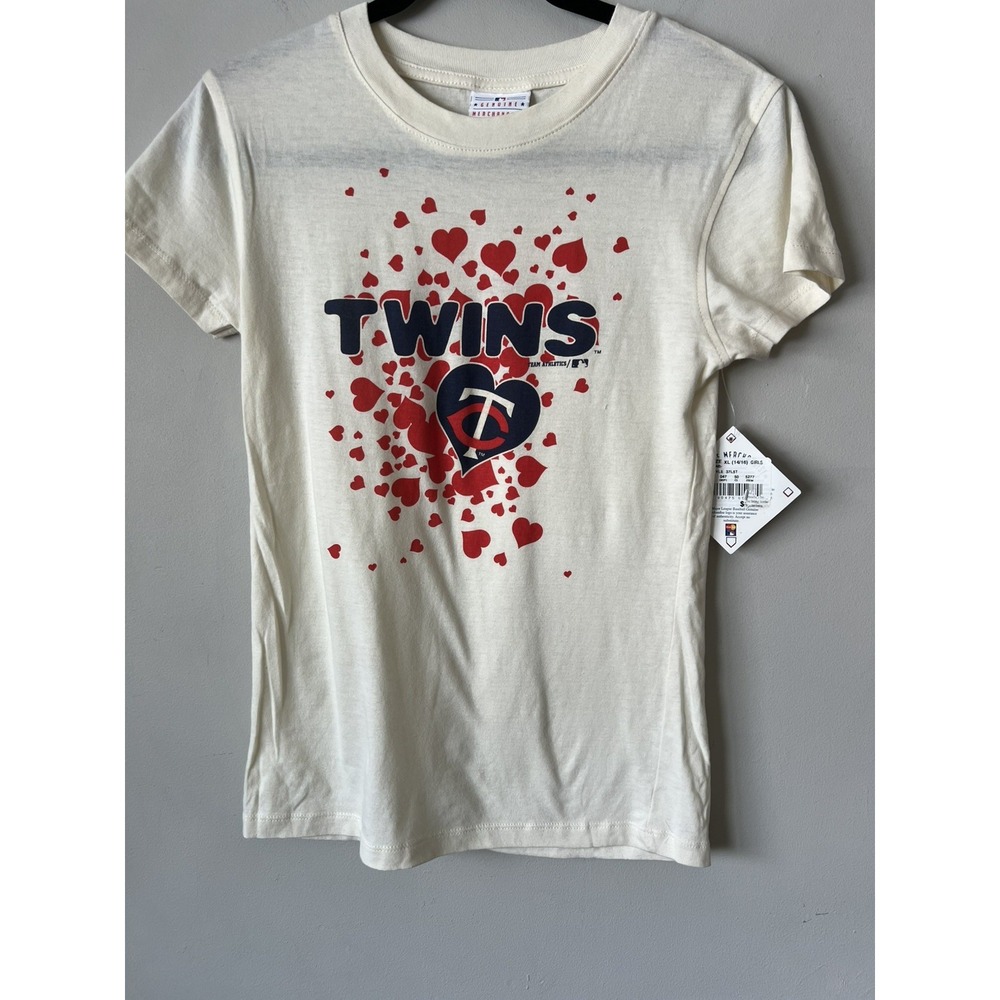 MINNESOTA TWINS BASEBALL MLB GIRL'S HEART Print COTTON T-SHIRT Size XL  NWT